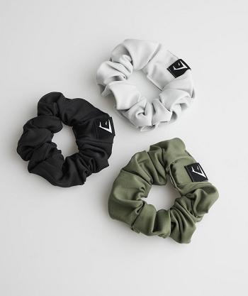 Dámské Vybavení Gymshark Scrunchies 3Pk Černé Olivy Zelené Světle Šedé | CZ 4256DFM